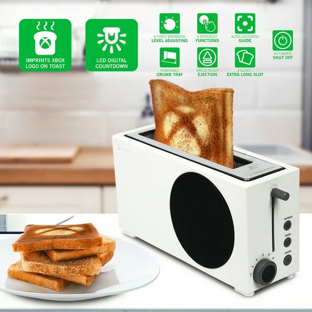 Xbox Series S Toaster 2 Slice Toaster with Wide Slot, Bagel Function, Digitial Countdown Timer, with 6 Shade Settings (3)